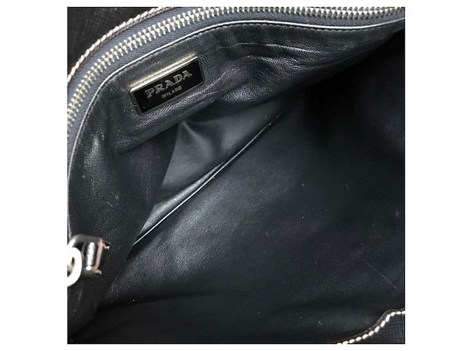 Borsa a tracolla Prada Saffiano Bijoux x Studs Nero Blu chiaro - vista 10