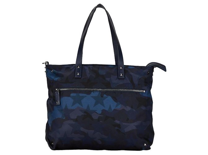 Borsa tote camouflage con borchie Valentino Blu Blu navy - vista 2
