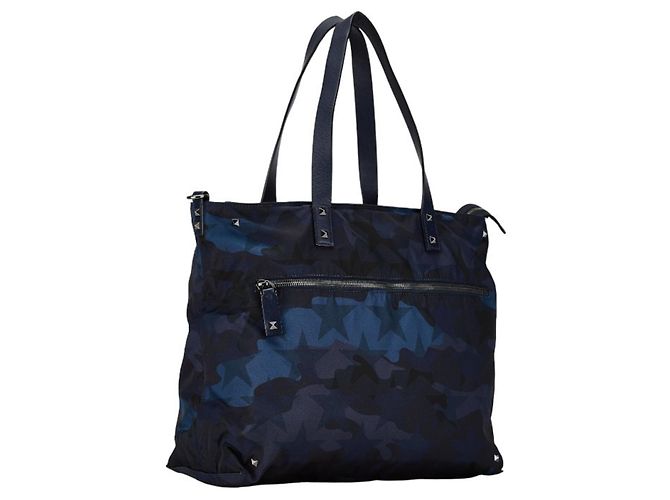 Borsa tote camouflage con borchie Valentino Blu Blu navy - vista 3