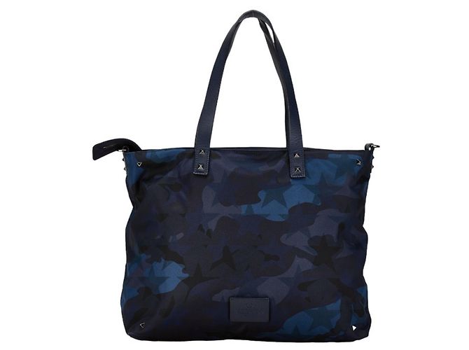 Borsa tote camouflage con borchie Valentino Blu Blu navy - vista 4