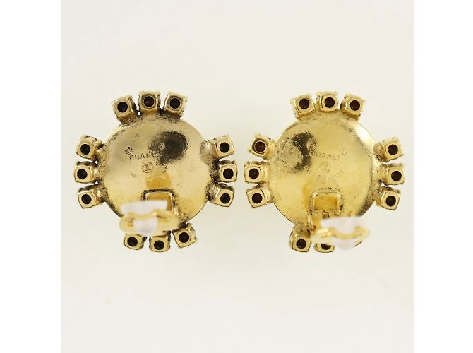 Orecchini a clip placcati in oro di Chanel con strass D'oro - vista 4