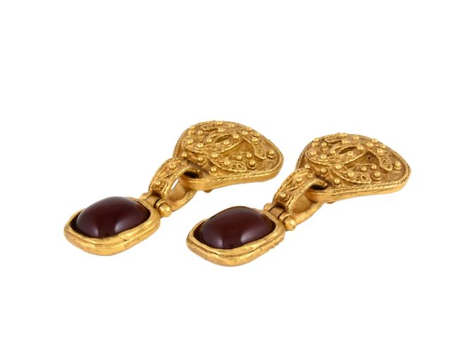 Chanel Gripoa Coco Mark Clip Ohrringe Bordeaux - Ansicht 2
