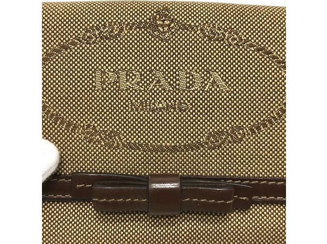 Billetera bi-fold de jacquard marrón Prada - vista 6