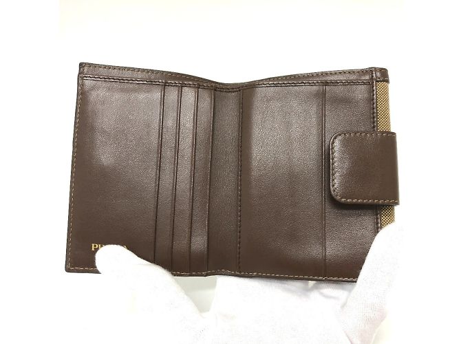 Billetera bi-fold de jacquard marrón Prada - vista 7