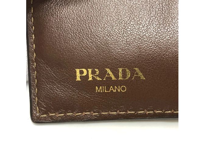 Billetera bi-fold de jacquard marrón Prada - vista 9