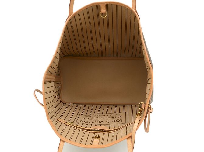 Borsa tote Neverfull MM Monogram Louis Vuitton Beige - vista 5