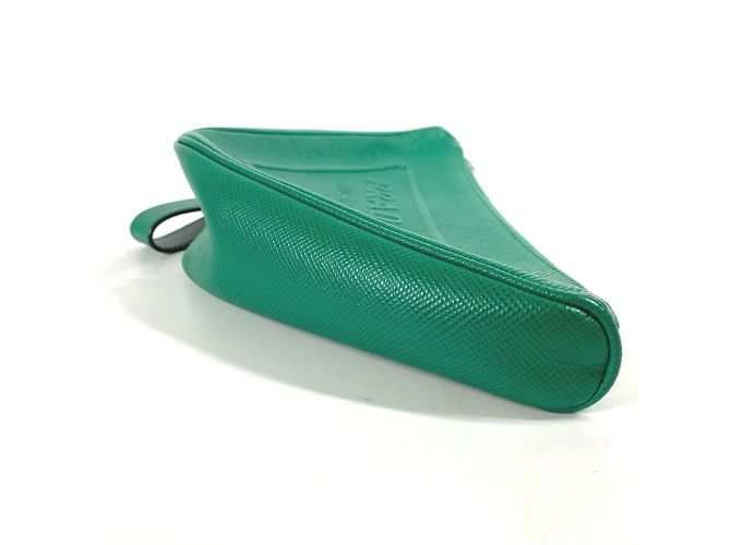Saffiano Bolso Clutch Prada 2NE054 con placa triangular en relieve Verde - vista 3