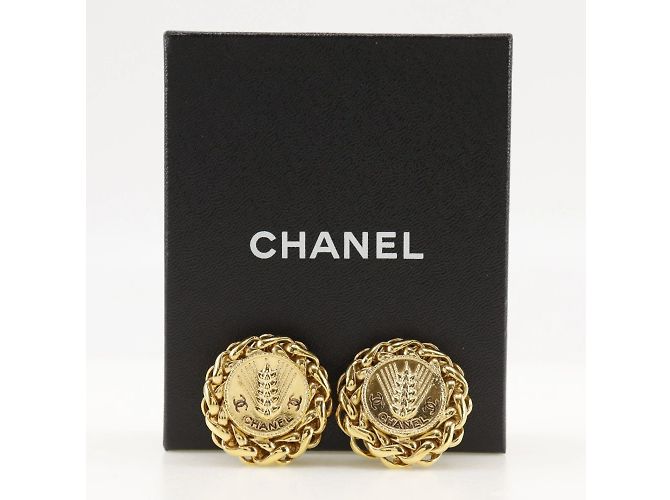 Orecchini a clip con motivo di riso placcati in oro Chanel - vista 9