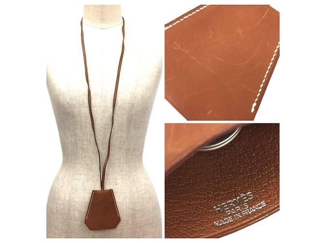 Hermès Hermes Leather Crochet Necklace Key Bell Ring Holder Charm Brown - view 3