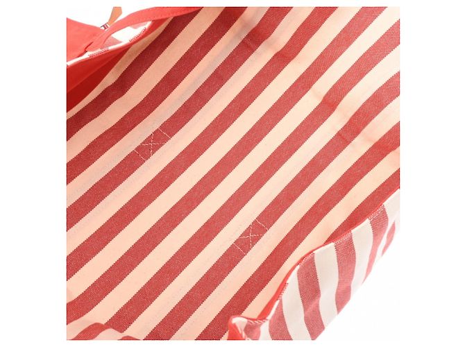 Hermès Borsa a mano unisex in tela rossa e bianca Hermes Cannes PM Bianco Rosso - vista 10