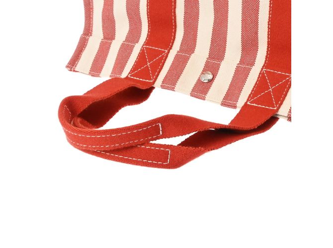 Hermès Borsa a mano unisex in tela rossa e bianca Hermes Cannes PM Bianco Rosso - vista 4