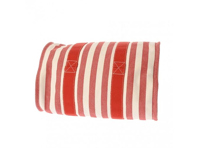 Hermès Borsa a mano unisex in tela rossa e bianca Hermes Cannes PM Bianco Rosso - vista 5