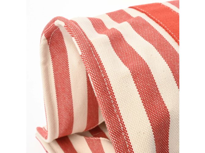 Hermès Borsa a mano unisex in tela rossa e bianca Hermes Cannes PM Bianco Rosso - vista 6