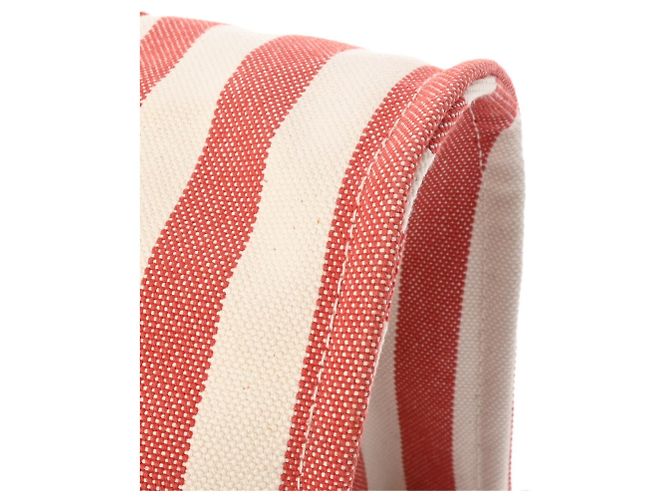 Hermès Borsa a mano unisex in tela rossa e bianca Hermes Cannes PM Bianco Rosso - vista 7