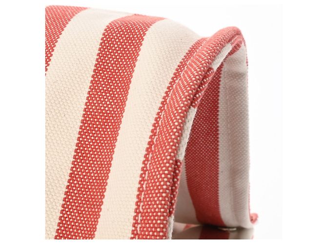 Hermès Borsa a mano unisex in tela rossa e bianca Hermes Cannes PM Bianco Rosso - vista 9
