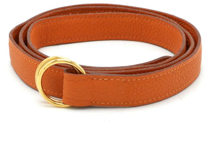Hermès Hermes Double Ring Leather Belt in Orange - view 2