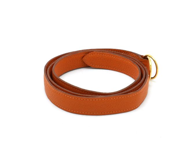 Hermès Hermes Double Ring Leather Belt in Orange - view 3