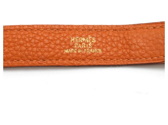 Hermès Hermes Double Ring Leather Belt in Orange - view 6