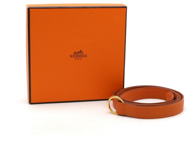Hermès Hermes Double Ring Leather Belt in Orange - view 7