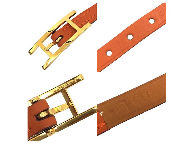 Bracciale in pelle con charm Api3 di Hermès Arancione - vista 3