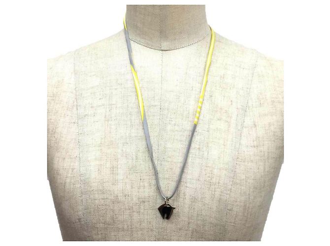 Silk In Hermès Collana Choker Strap Tourbillon Hermes Marrone Giallo - vista 2