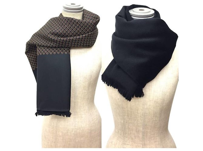 Hermès Stola reversibile in seta angora Hermes Nero - vista 2