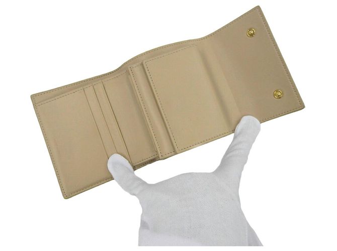 Céline Celine Beiger Leder Dreifach-Brieftasche - Ansicht 8