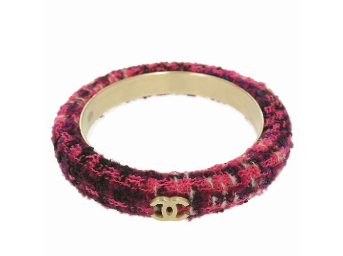 Chanel Coco Marchio 09A Bracciale in Tweed Rosa Porpora - vista 2
