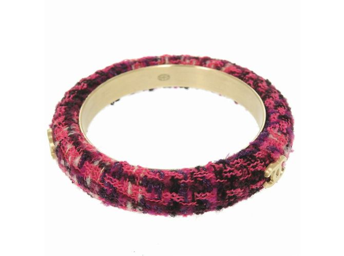 Chanel Coco Marchio 09A Bracciale in Tweed Rosa Porpora - vista 4