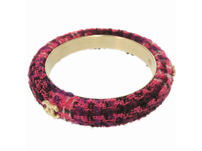 Chanel Coco Marchio 09A Bracciale in Tweed Rosa Porpora - vista 5