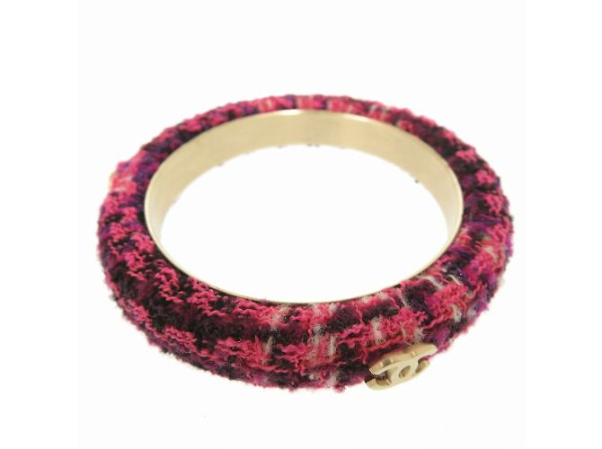 Chanel Coco Marchio 09A Bracciale in Tweed Rosa Porpora - vista 6