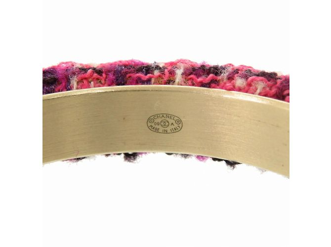 Chanel Coco Marchio 09A Bracciale in Tweed Rosa Porpora - vista 7