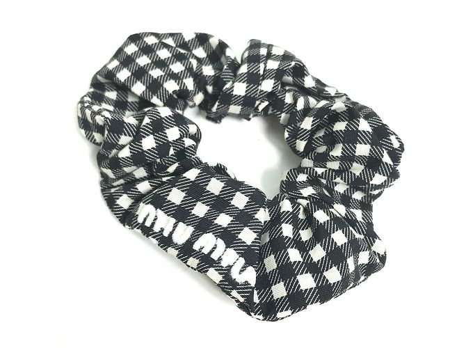Miu Miu MIU Scrunchie a quadri Nero Bianco - vista 2