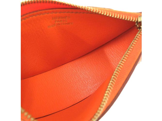 Hermès Hermes Fruit Orange Leather Coin Case Brown - view 5