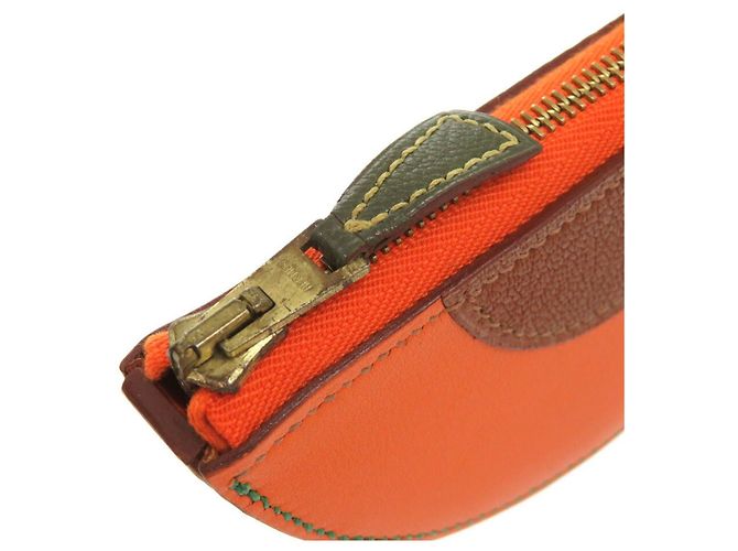 Hermès Hermes Fruit Orange Leather Coin Case Brown - view 6