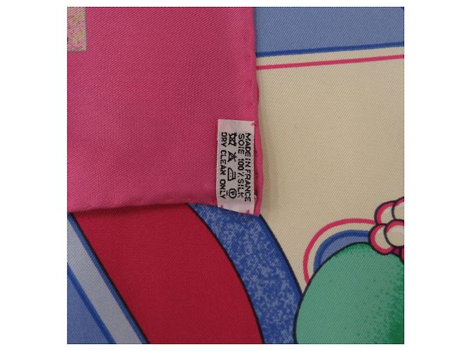 Hermès Sciarpa in seta rosa Hermes Carre 90 TIBET 2 Multicolore Blu chiaro - vista 4