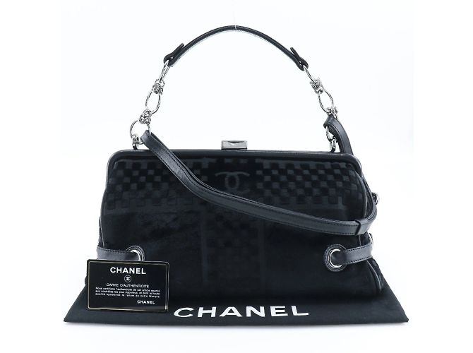 Borsa a spalla in velluto nero Chanel - vista 17