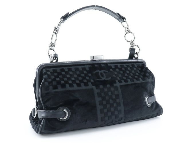Borsa a spalla in velluto nero Chanel - vista 3