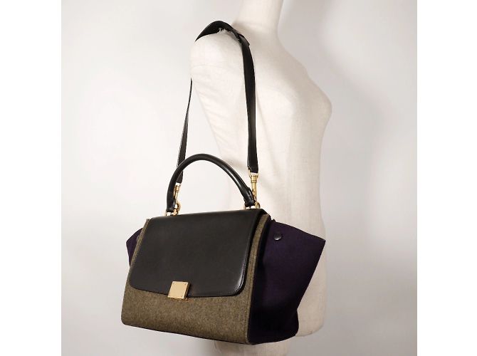 Céline Borsa Celine Trapeze in nero e grigio Marrone - vista 15