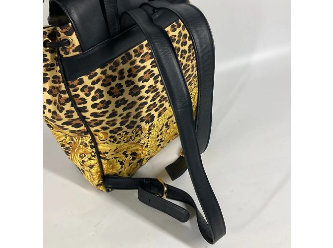 Sac à dos imprimé léopard Versace Noir Jaune - vue 10