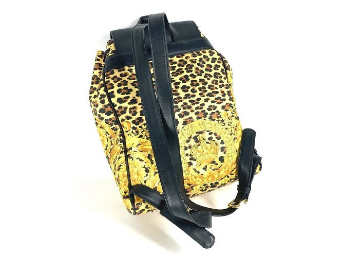 Sac à dos imprimé léopard Versace Noir Jaune - vue 2