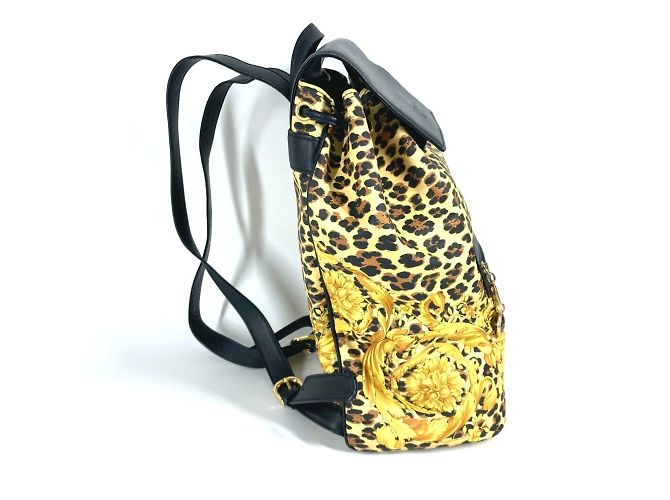 Sac à dos imprimé léopard Versace Noir Jaune - vue 3
