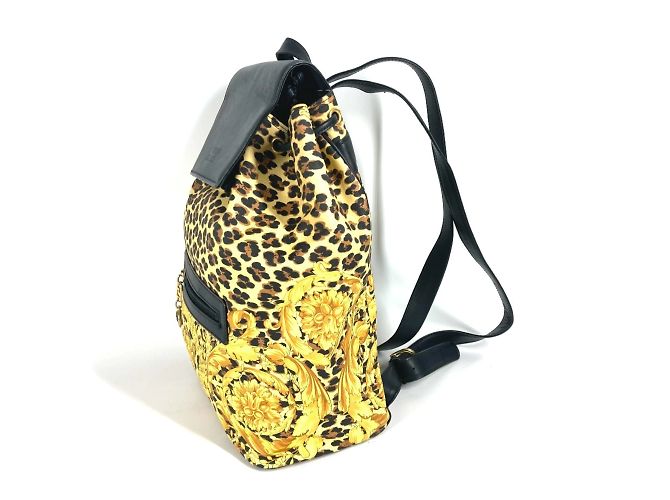 Sac à dos imprimé léopard Versace Noir Jaune - vue 4
