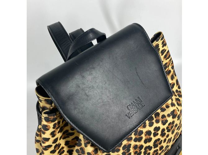 Sac à dos imprimé léopard Versace Noir Jaune - vue 9