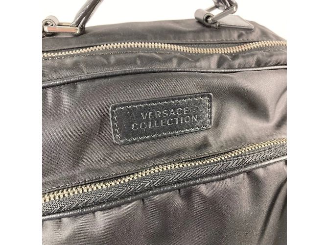 Zaino e borsa in nylon e pelle nera Versace Nero - vista 11