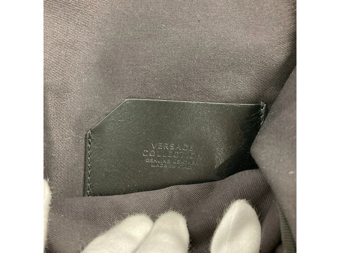Zaino e borsa in nylon e pelle nera Versace Nero - vista 15