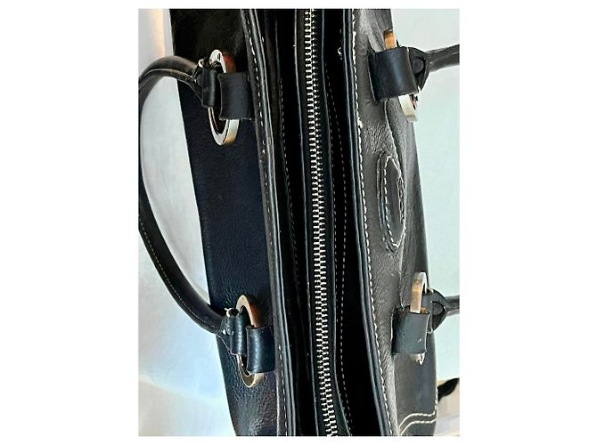 Tod's Borsa nera con cuciture bianche a contrasto Nero - vista 7