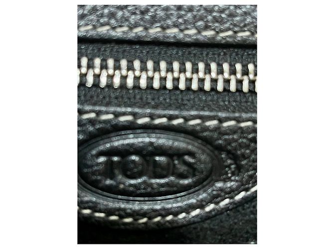 Tod's Borsa nera con cuciture bianche a contrasto Nero - vista 8