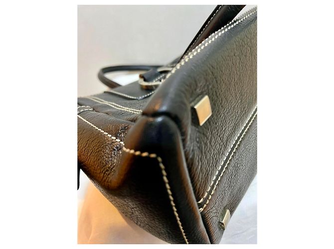 Tod's Borsa nera con cuciture bianche a contrasto Nero - vista 9