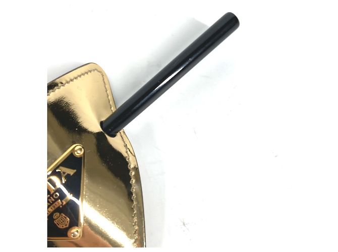 Fermaglio per capelli Kanzashi in pelle Prada Nero D'oro - vista 3